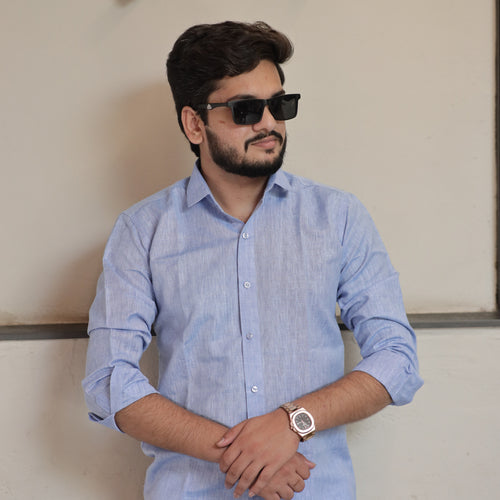 Azure Drift Cotton Linen Shirt