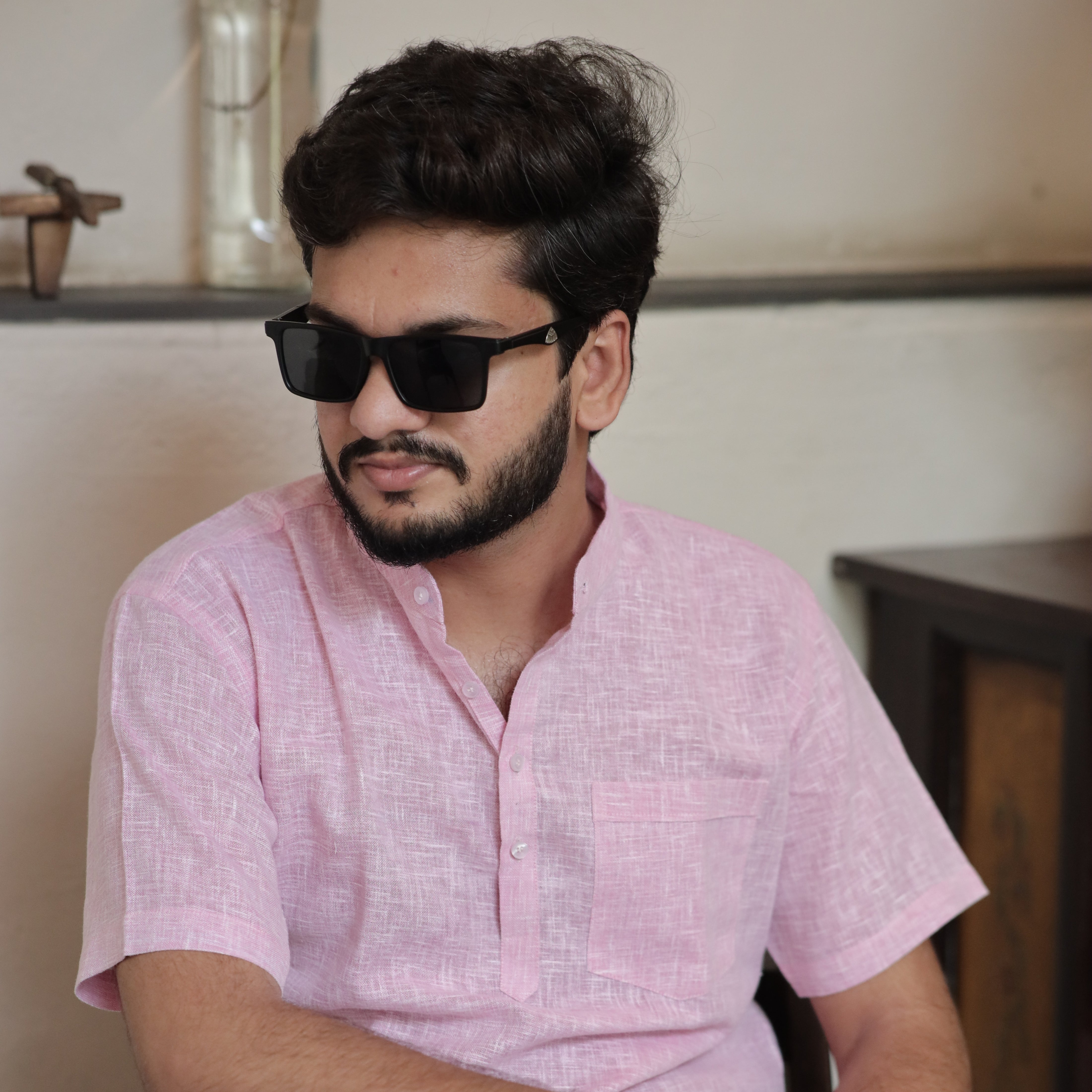 Blossom Pink Cotton Linen Kurta