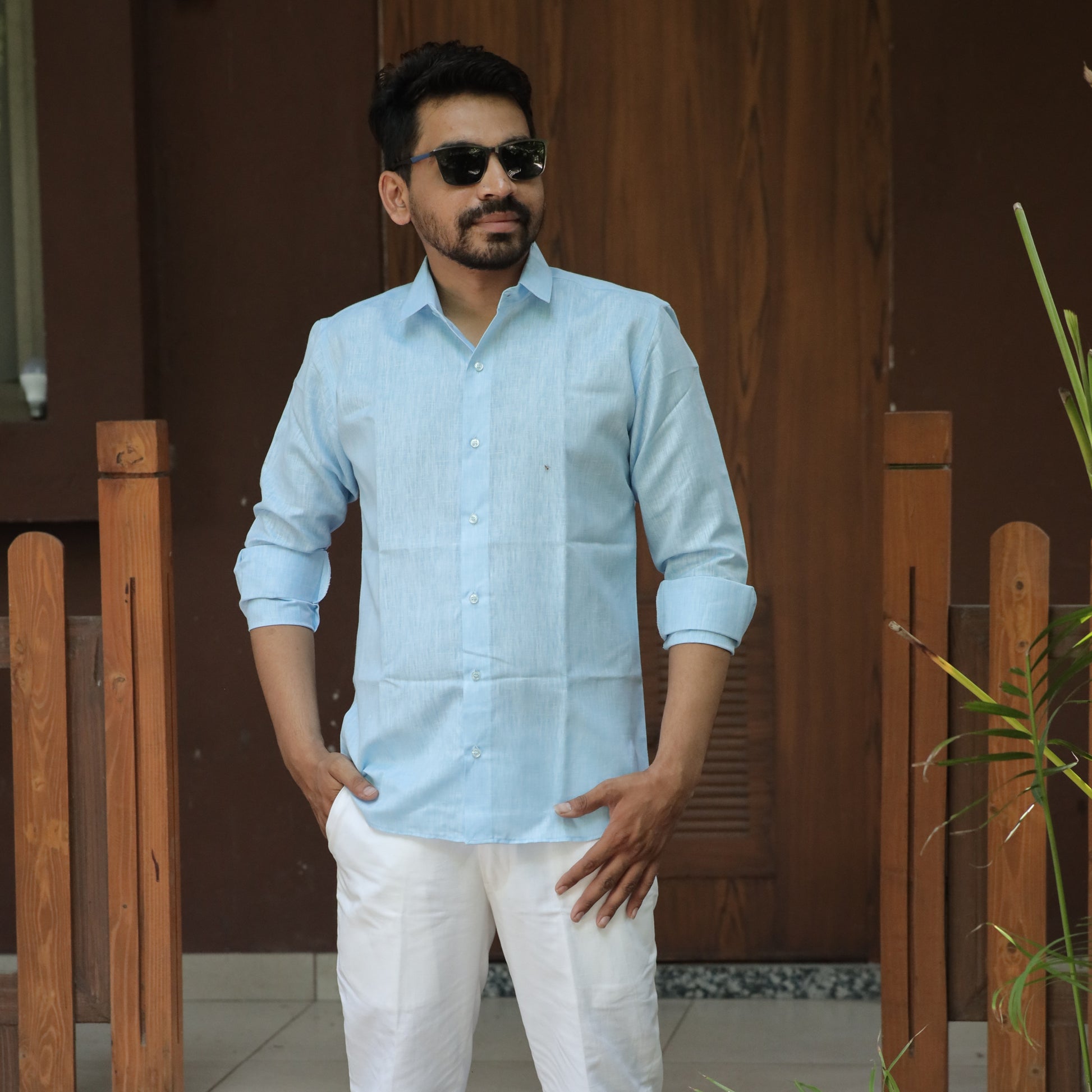 Arctic Sky Cotton Linen Shirt
