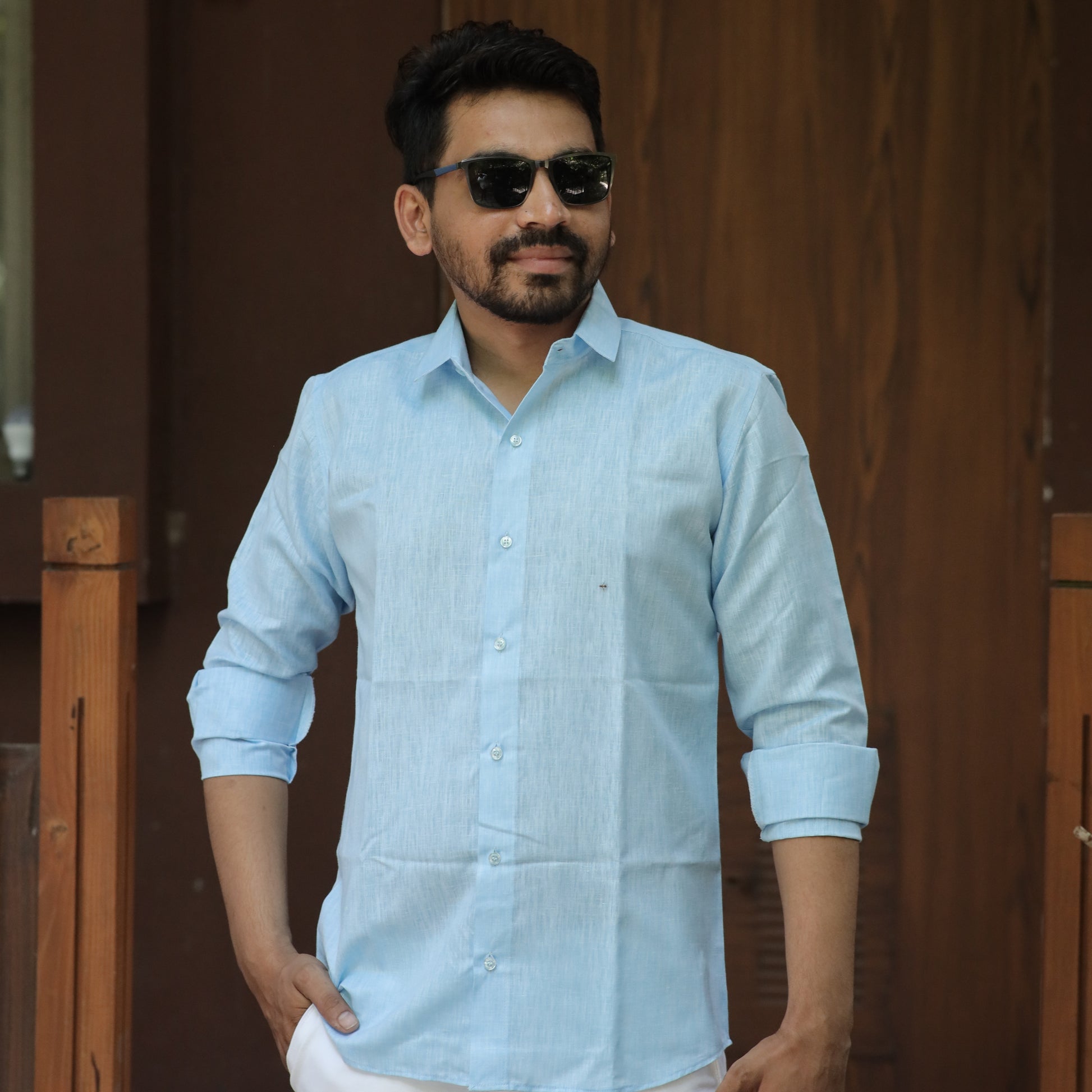 Arctic Sky Cotton Linen Shirt