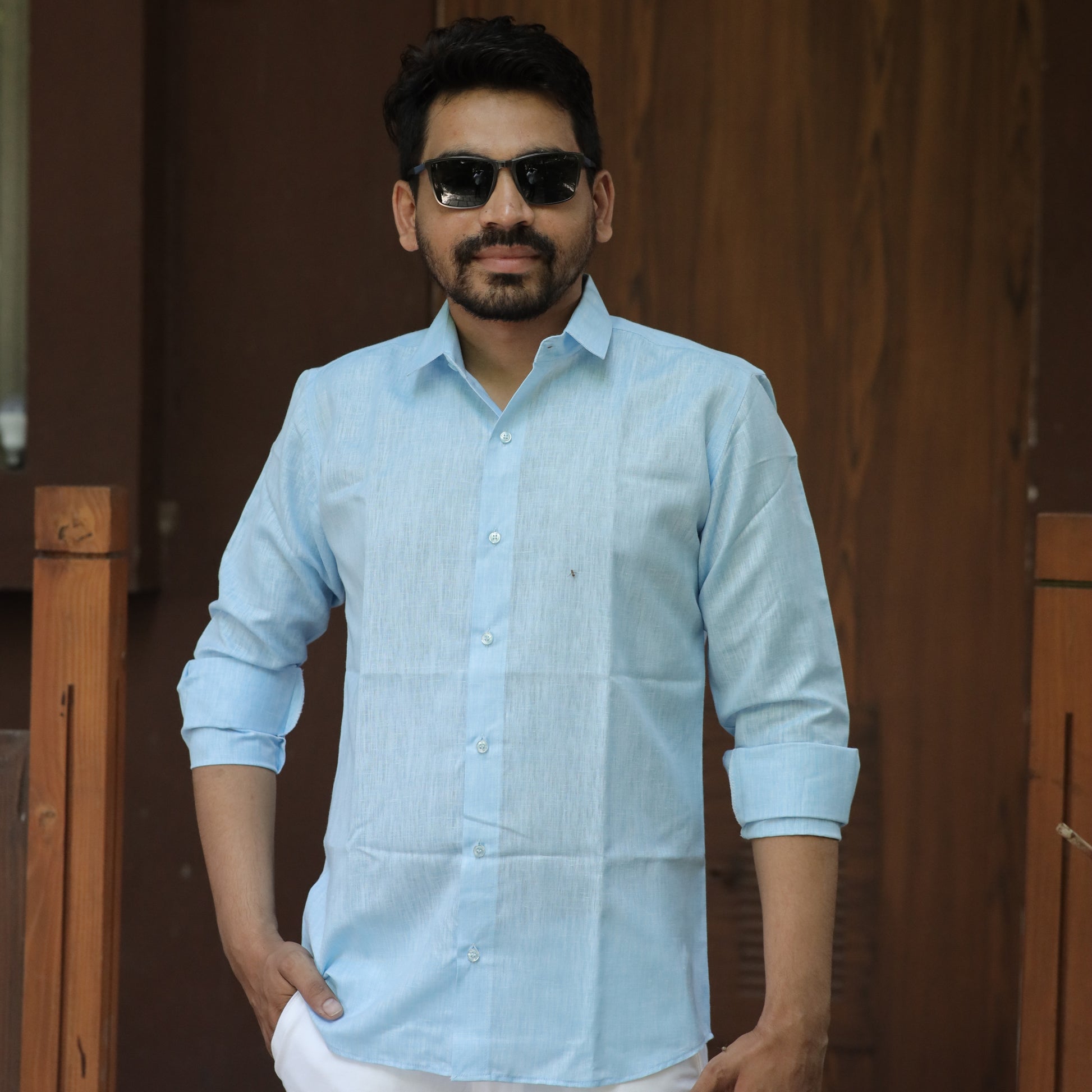 Arctic Sky Cotton Linen Shirt