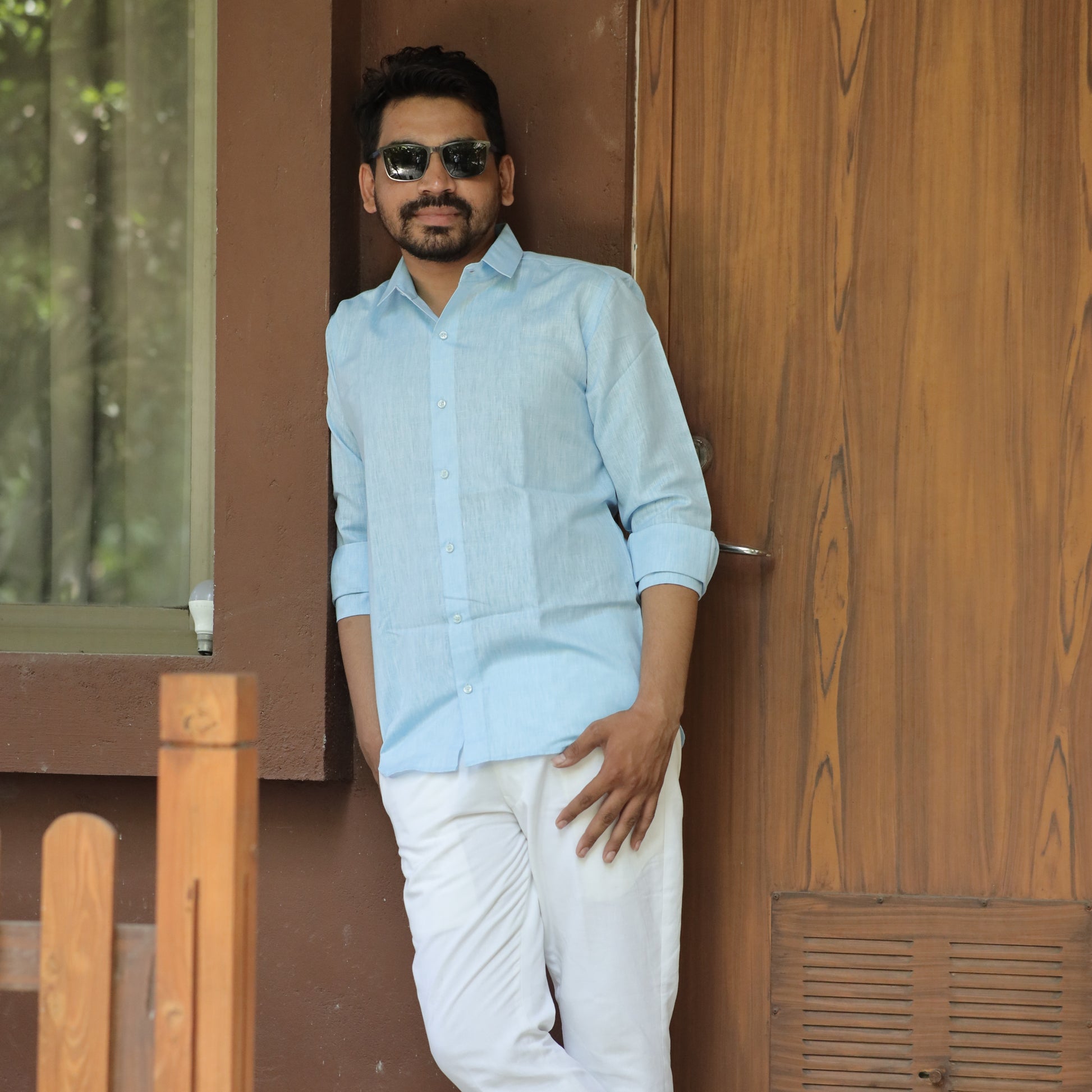 Arctic Sky Cotton Linen Shirt
