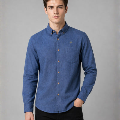 Indigo Blue Pure Linen 60 LEA Shirt