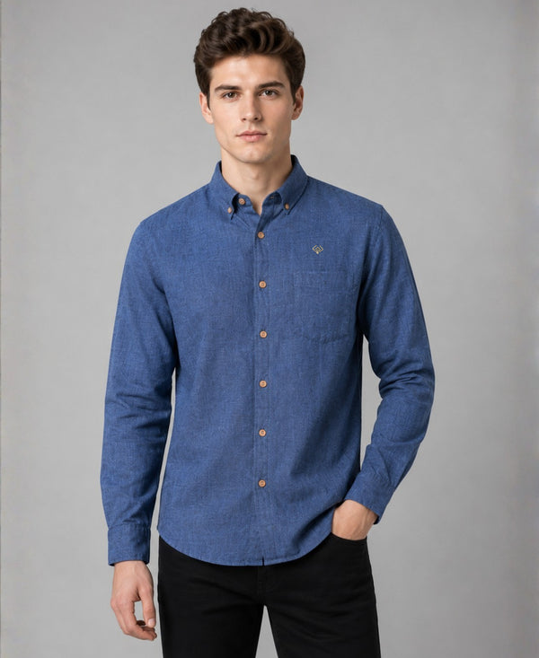 Indigo Blue Pure Linen 60 LEA Shirt