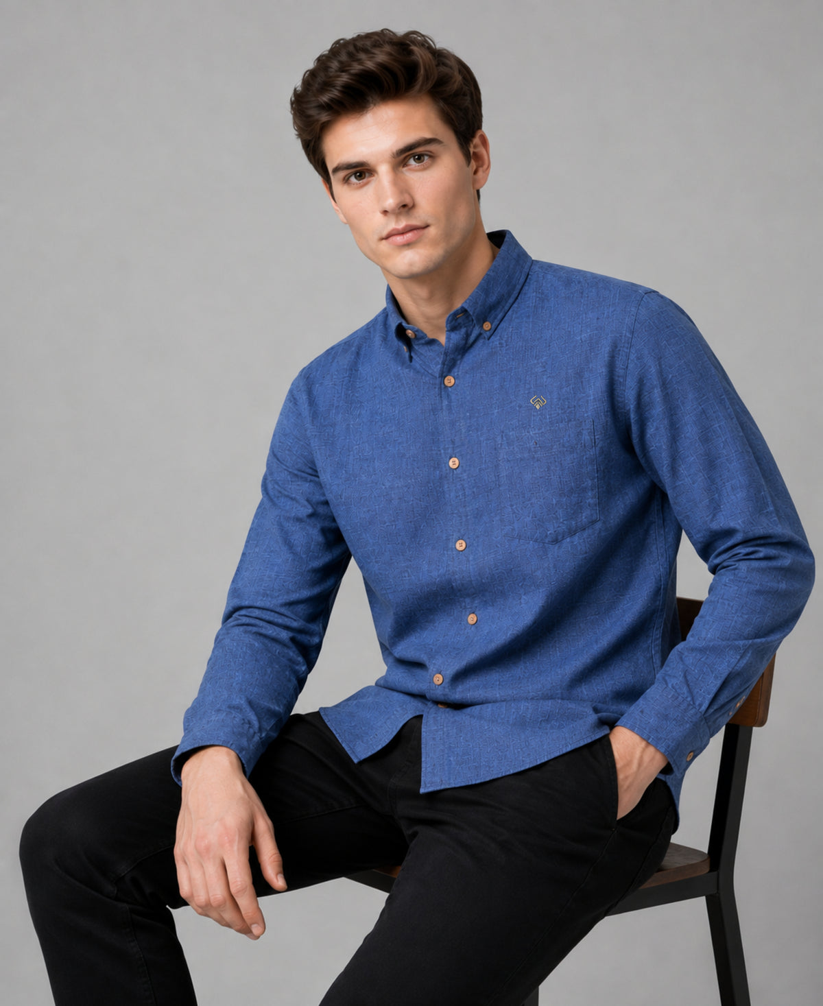 Indigo Blue Pure Linen 60 LEA Shirt