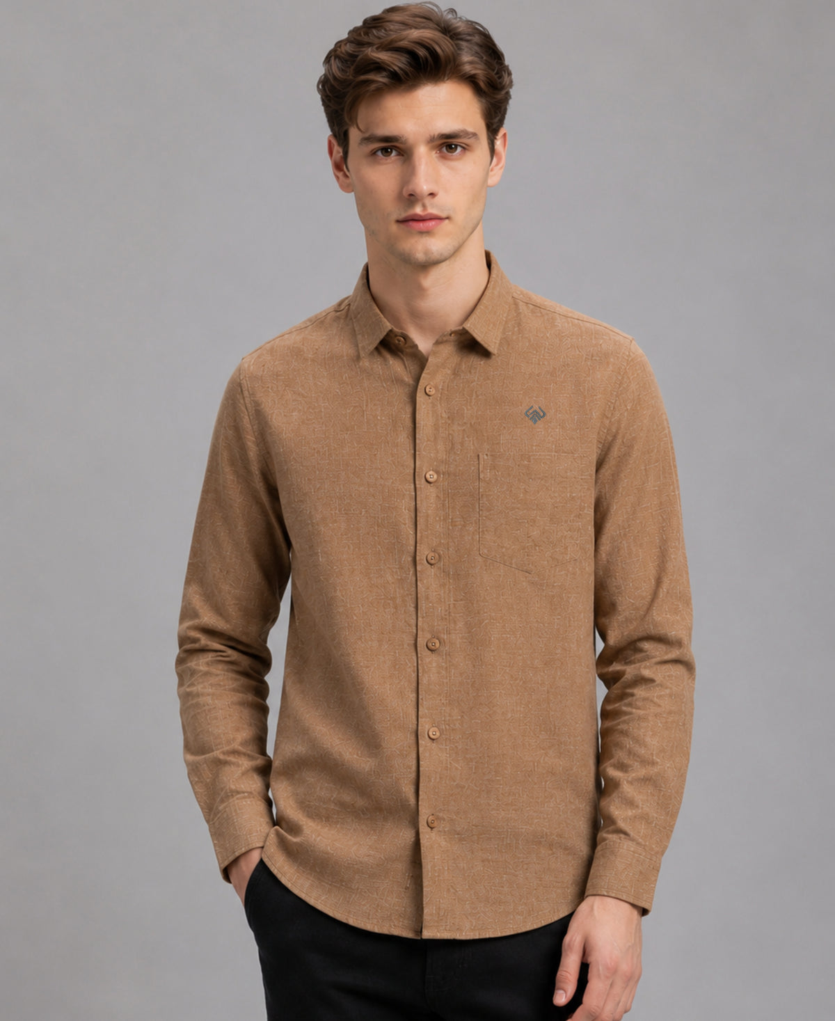 Earthy Tan Pure Linen Shirt