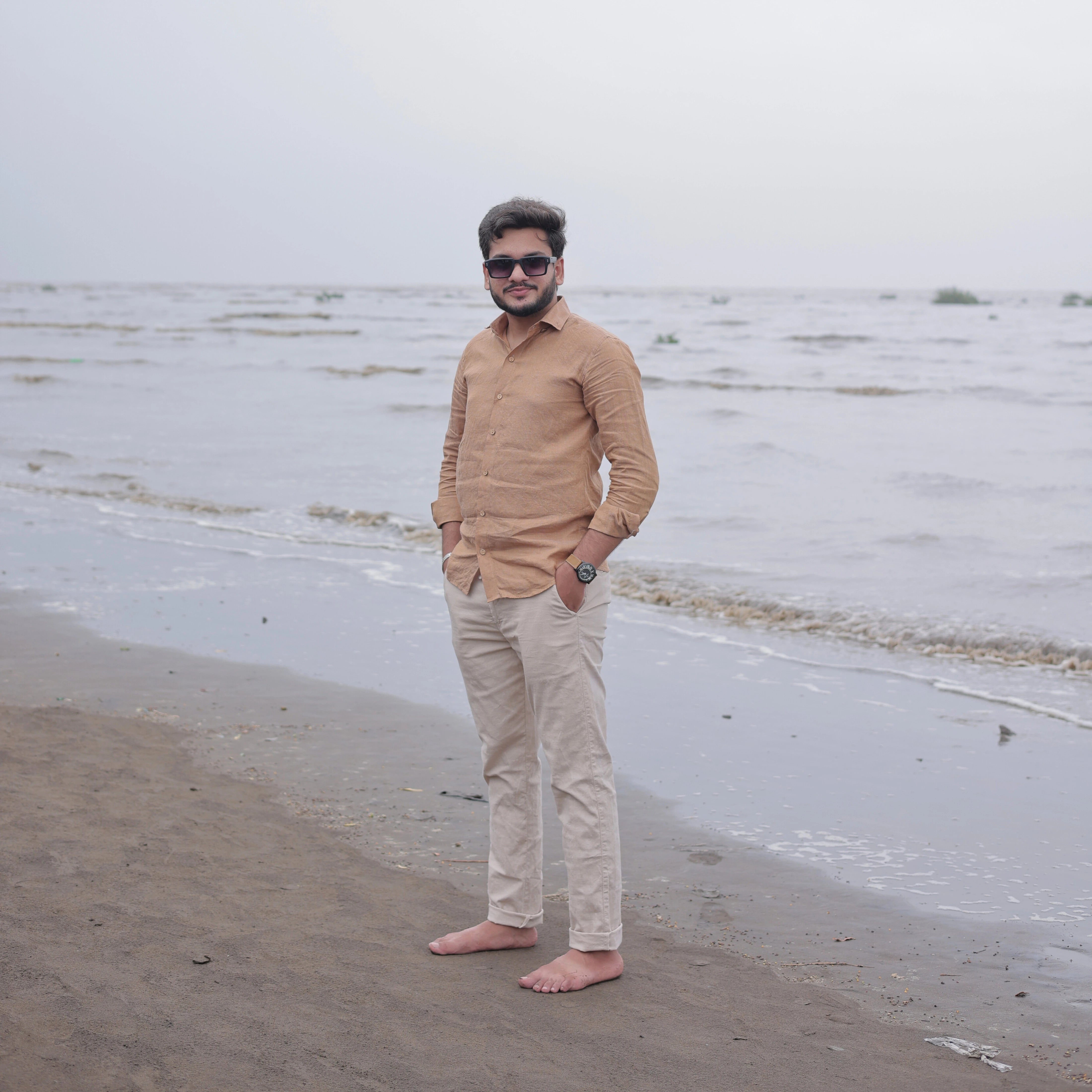 Lightweight Pure Linen Shirt in Coffee Brown Color