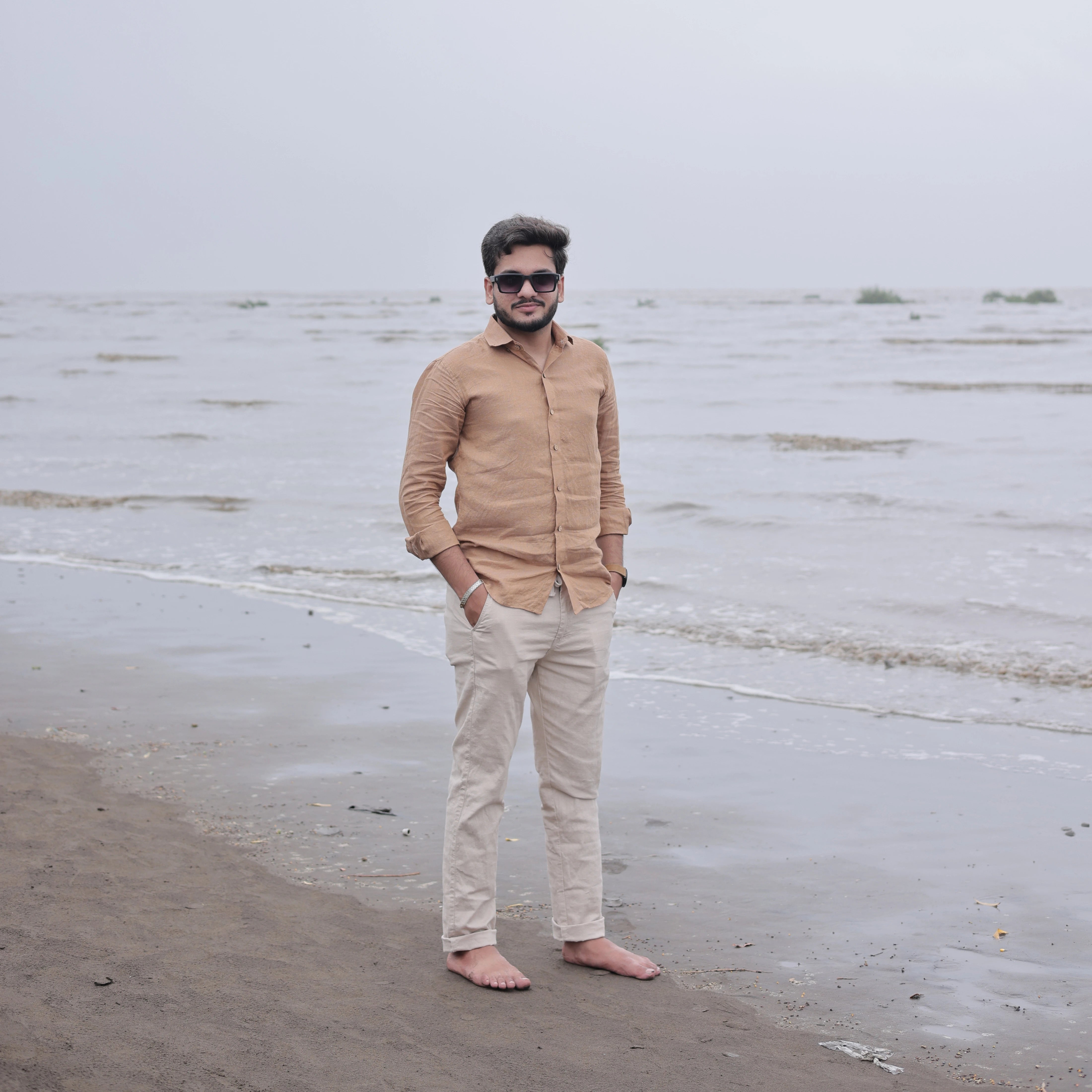 Lightweight Pure Linen Shirt in Coffee Brown Color