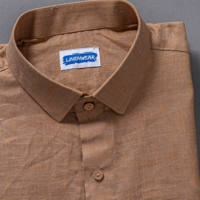 Lightweight Pure Linen Shirt in Coffee Brown Color