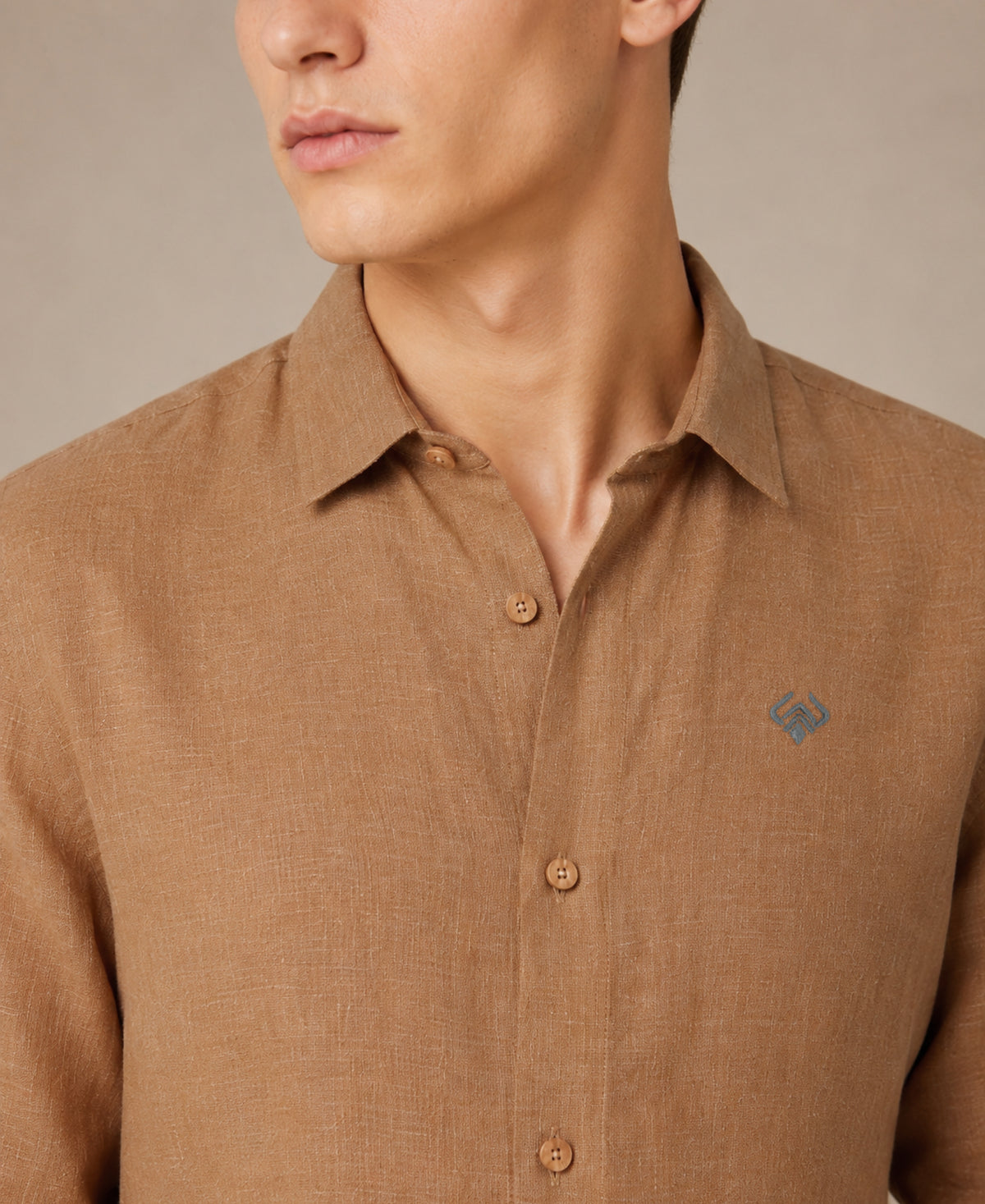 Light Brown Pure Linen 60 LEA Shirt