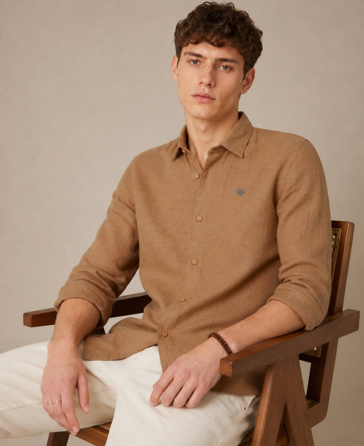 Light Brown Pure Linen 60 LEA Shirt
