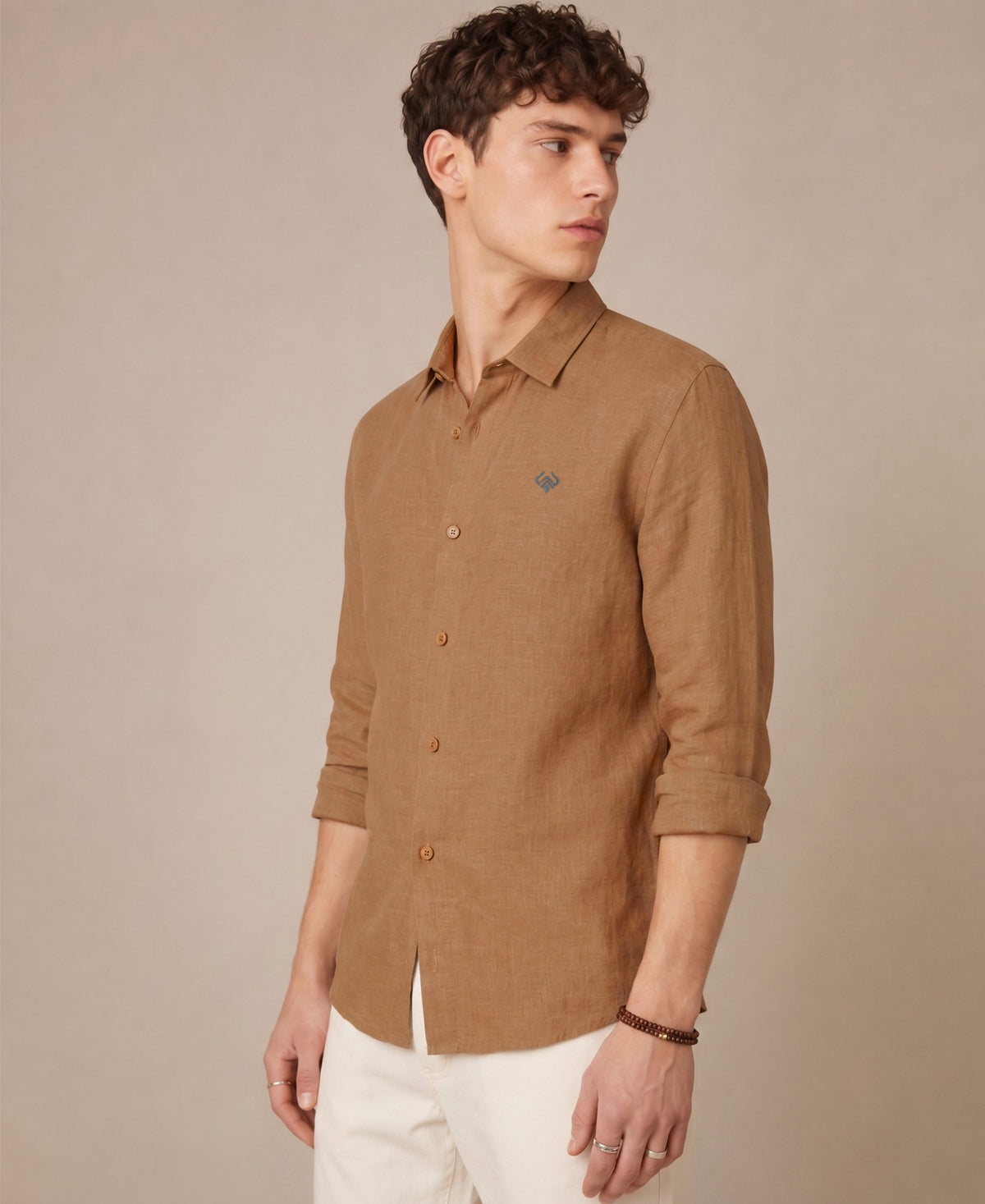 Light Brown Pure Linen 60 LEA Shirt