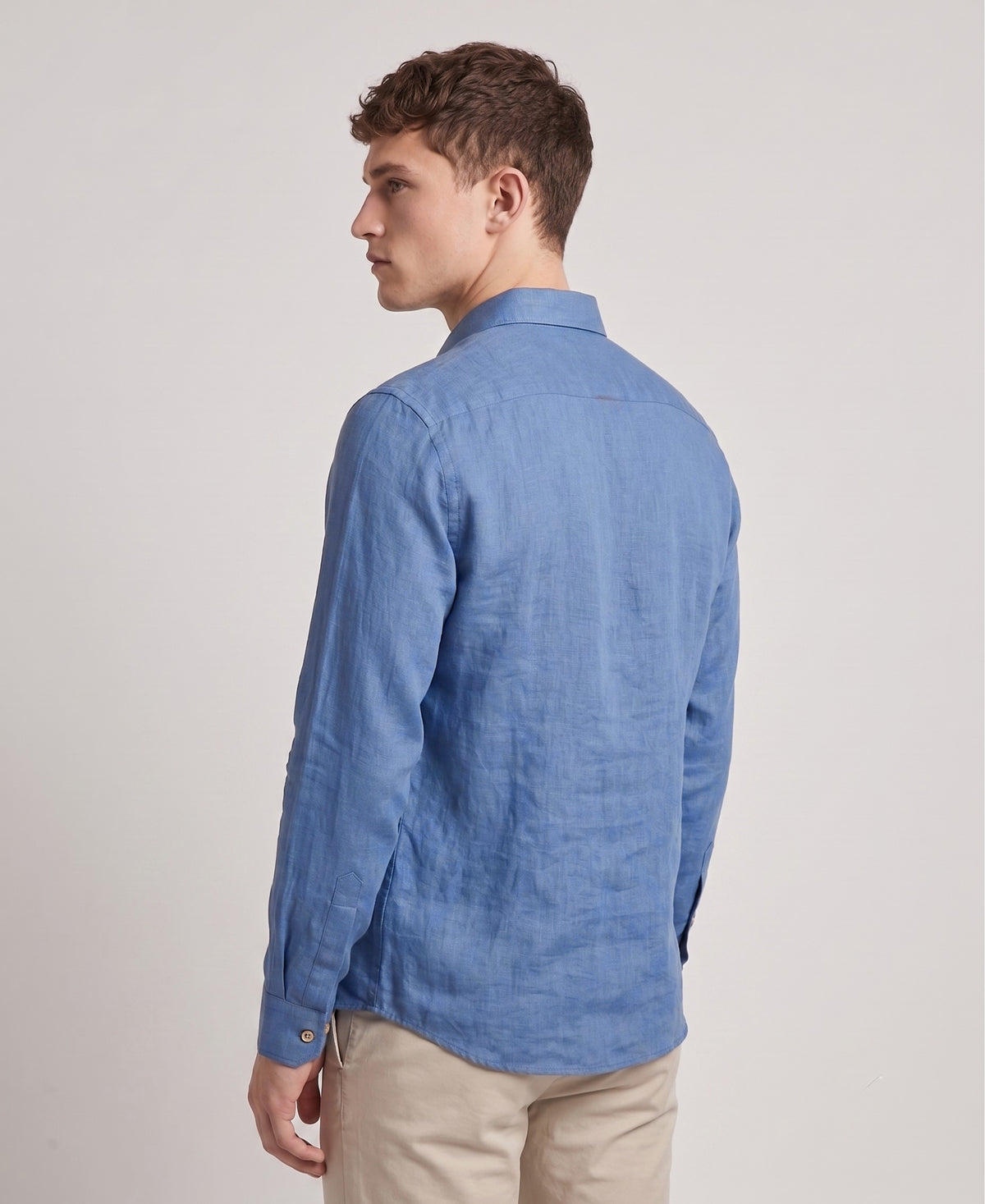 Blue Slim Fit Cotton Linen Shirt