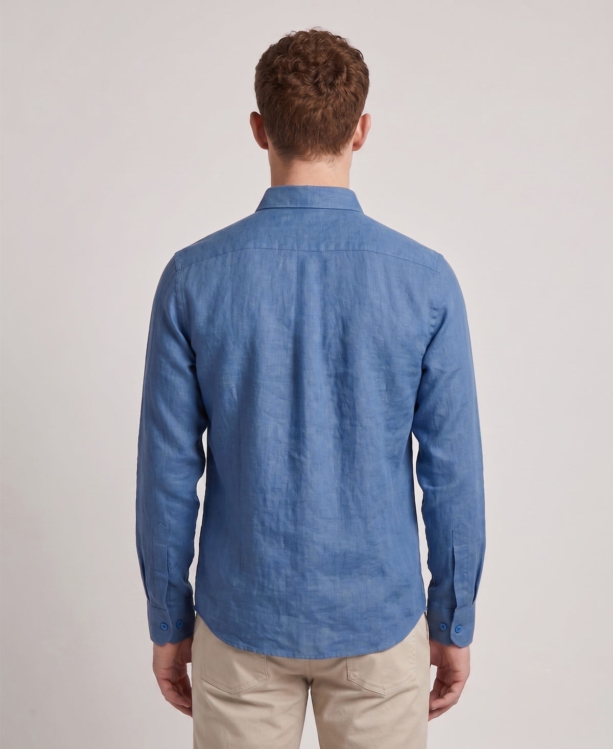 Blue Slim Fit Cotton Linen Shirt