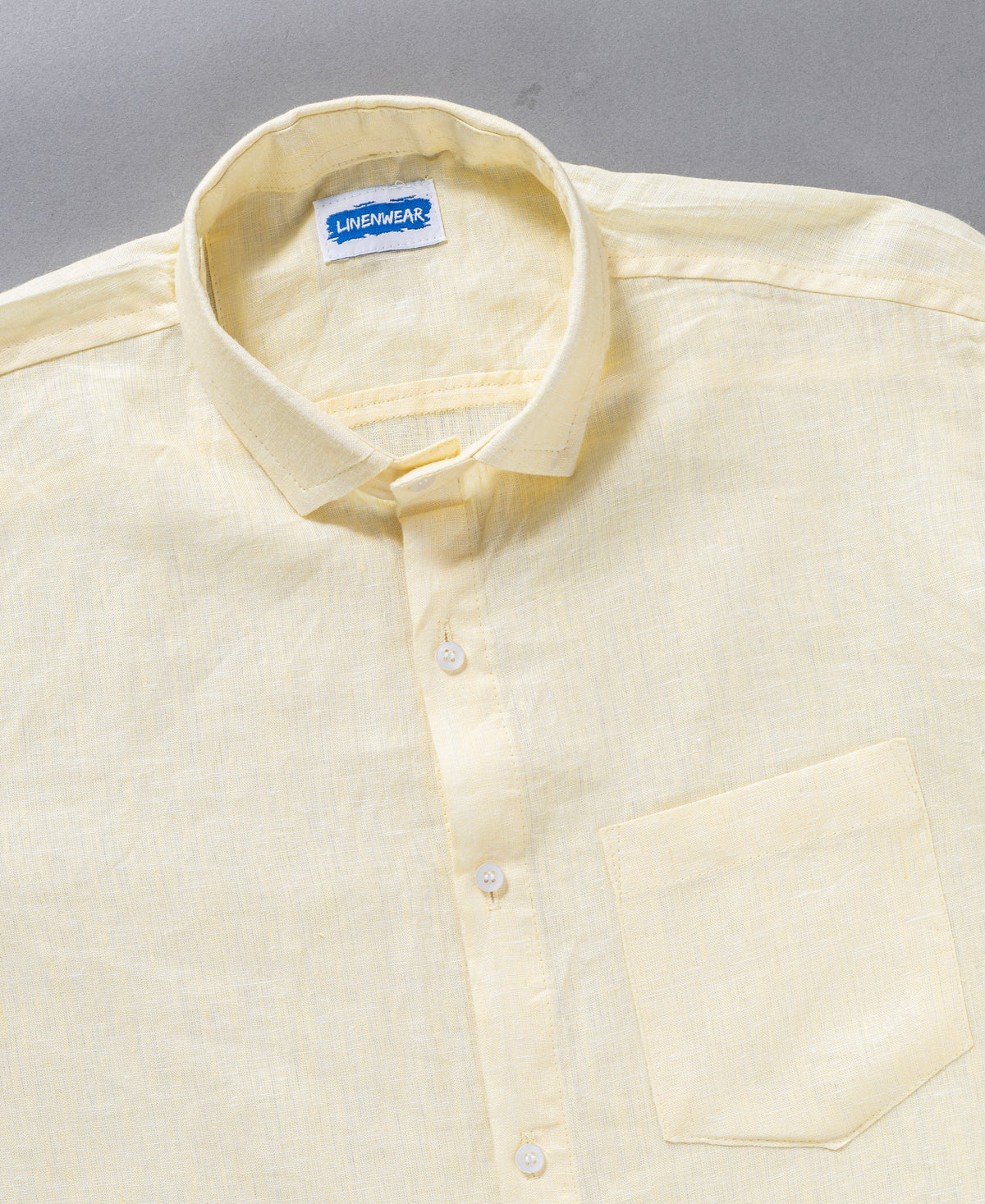 Light Yellow Solid Pure Linen 60 LEA Shirt