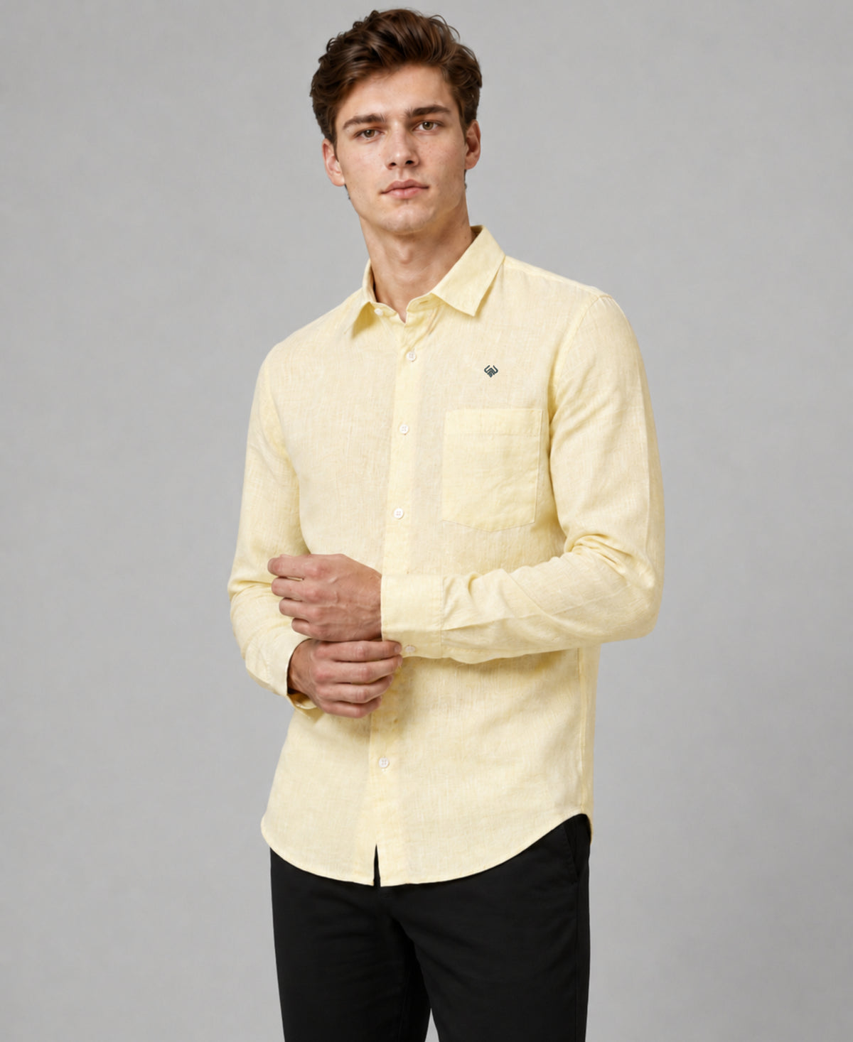 Light Yellow Solid Pure Linen 60 LEA Shirt