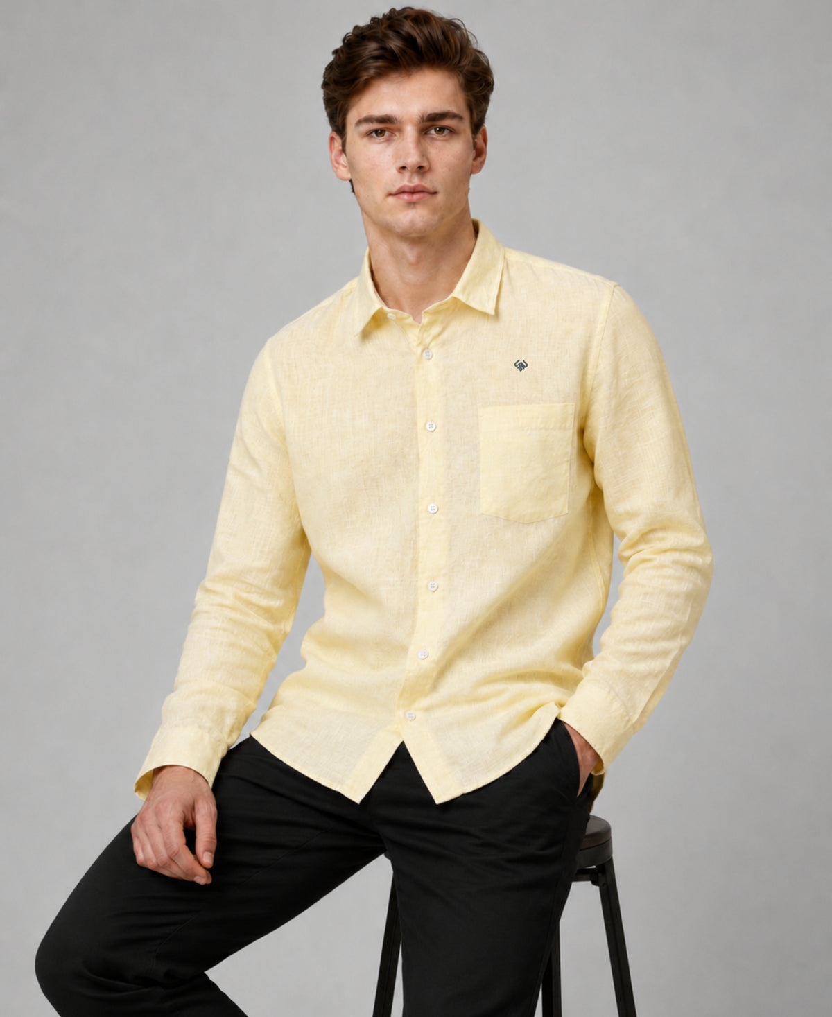 Light Yellow Pure Linen Shirt