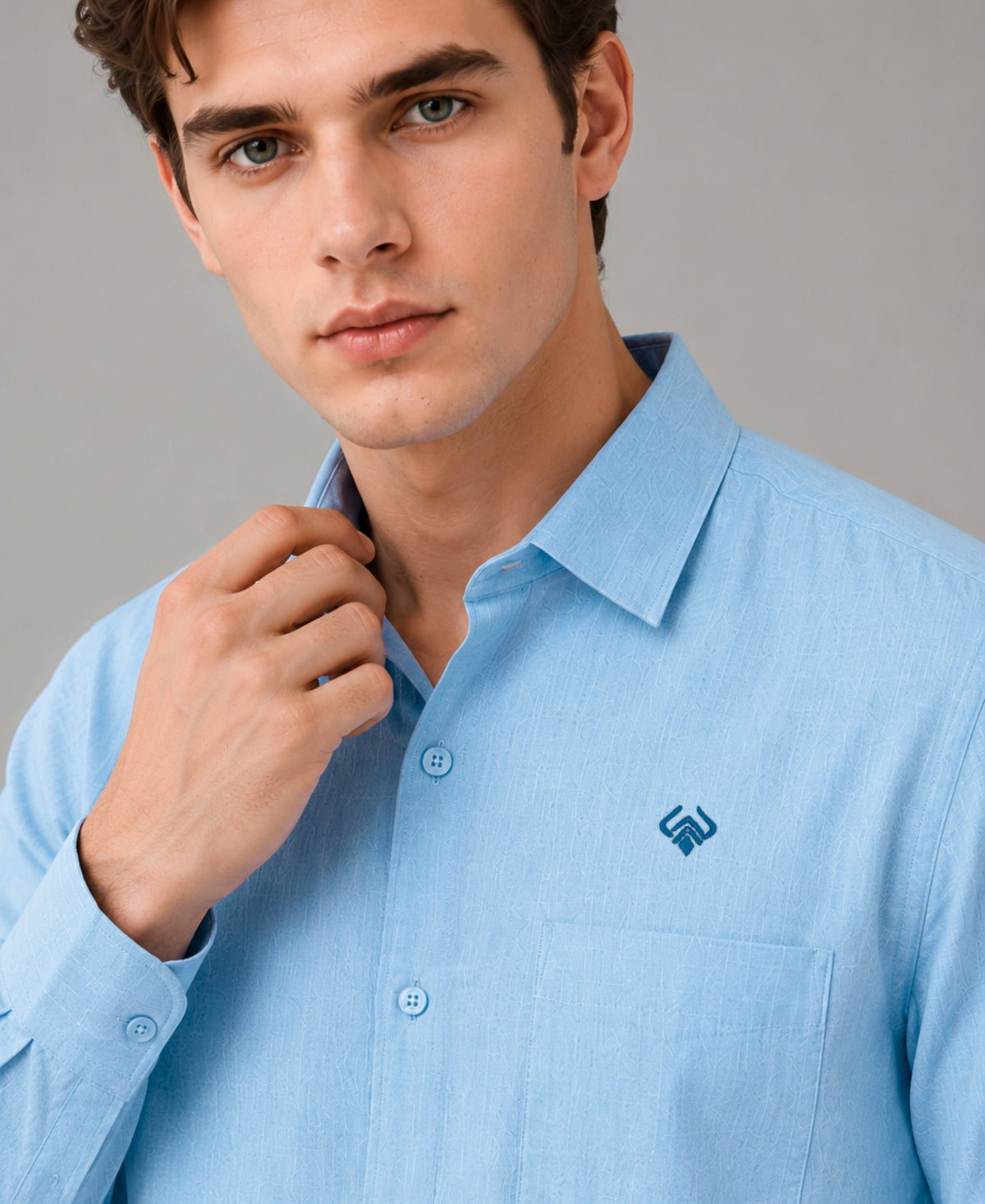 Light Blue Button Down Cotton Linen Shirt