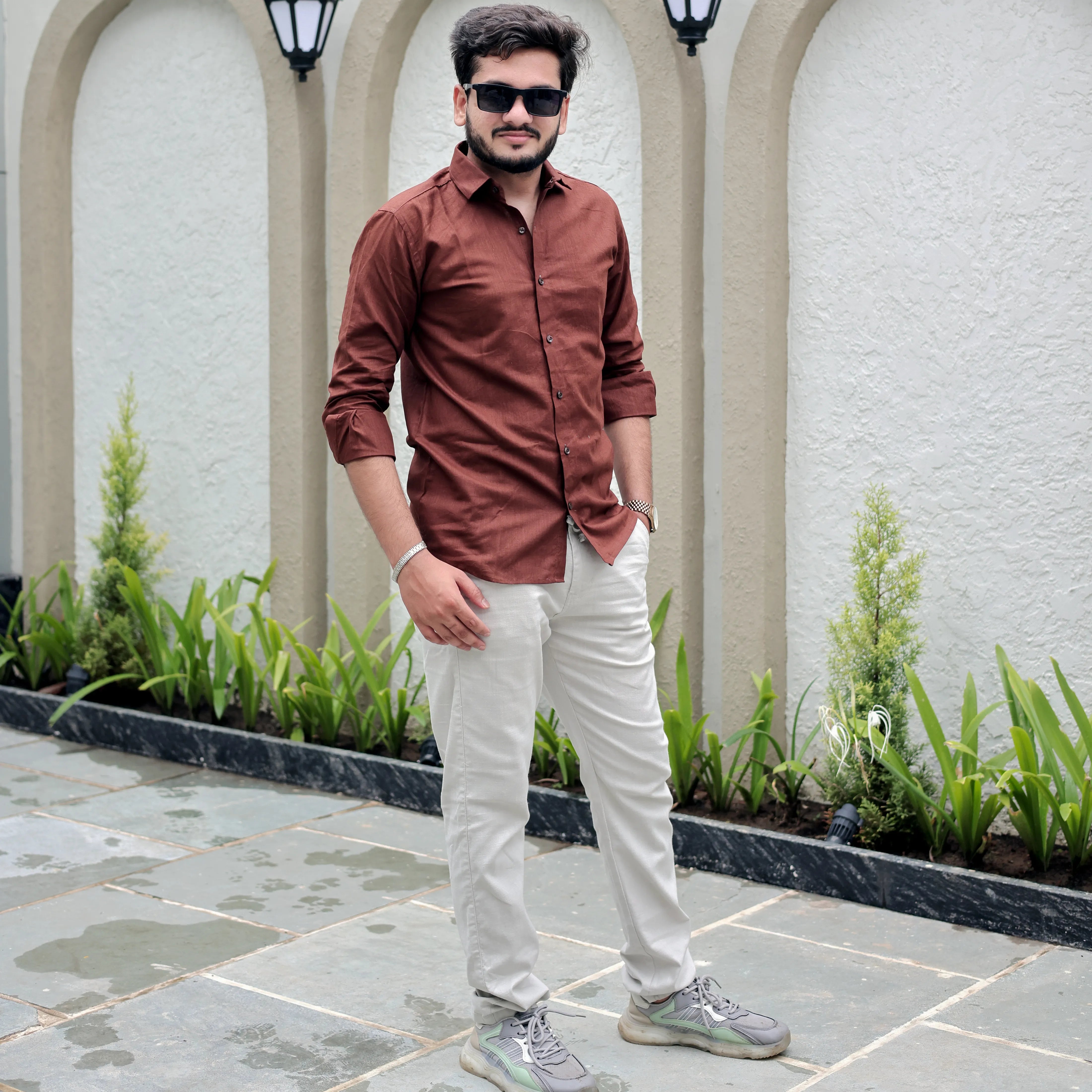 regular fit cotton linen shirt
