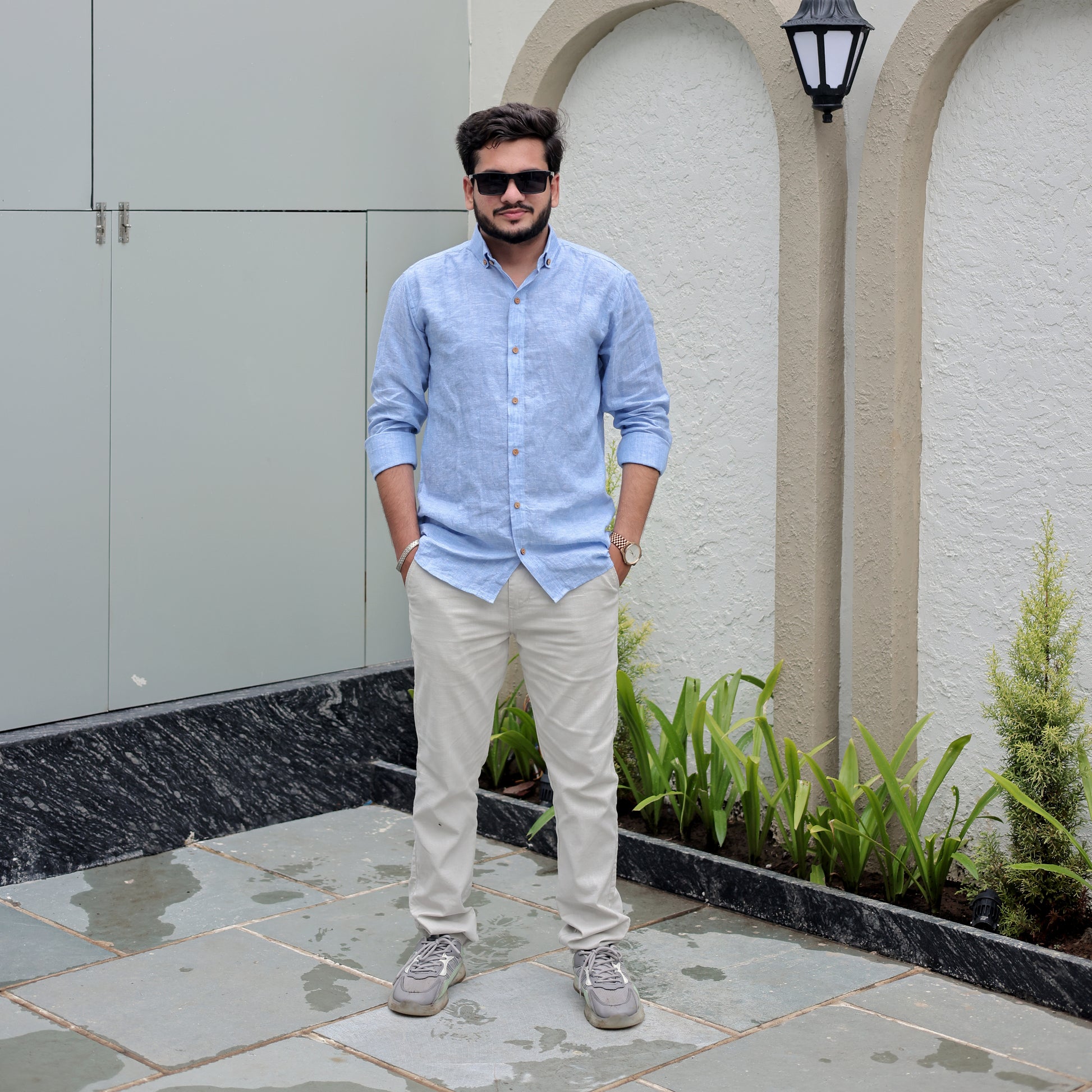 Men's summer shirt light blue
