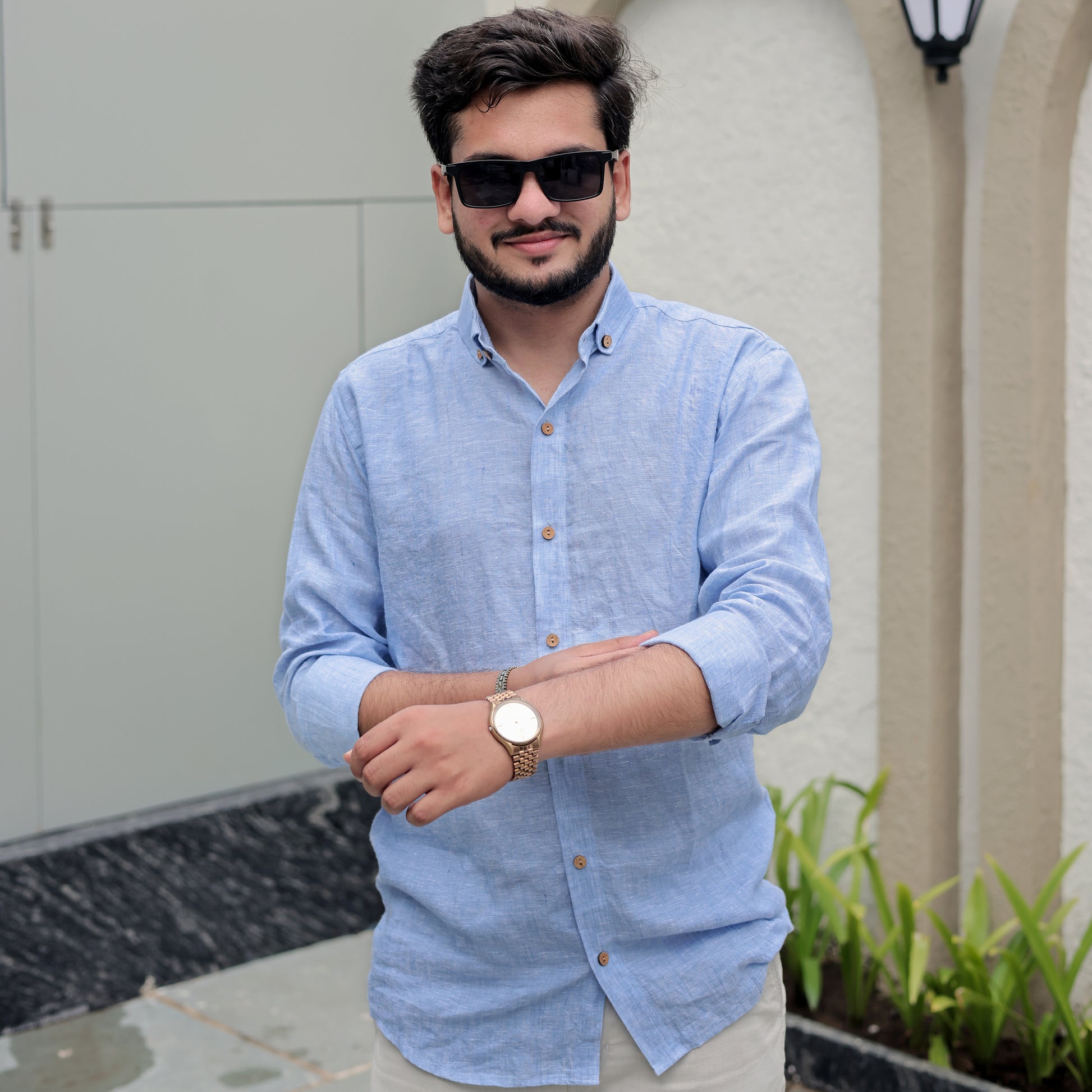 Linen look shirt for men