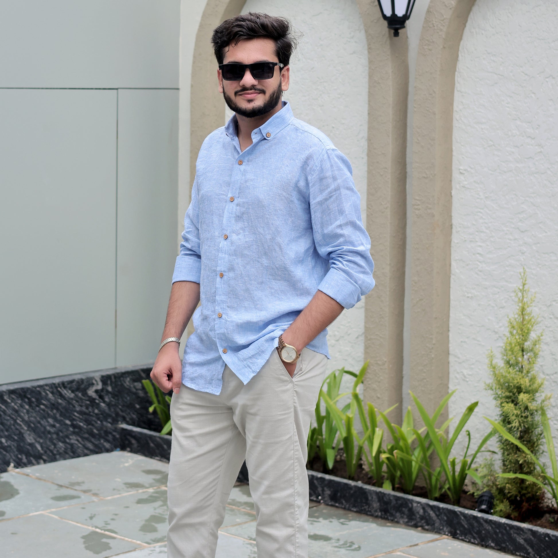 Stylish blue shirt for office wear