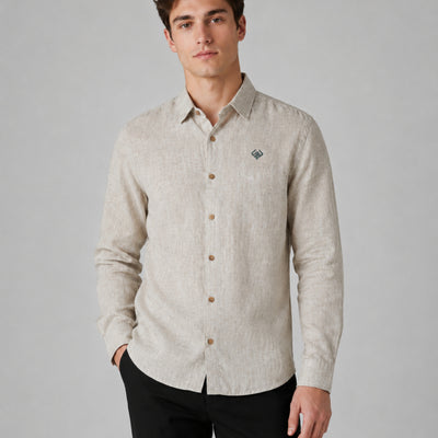Light Beige Textured Pure Linen 60 LEA Shirt