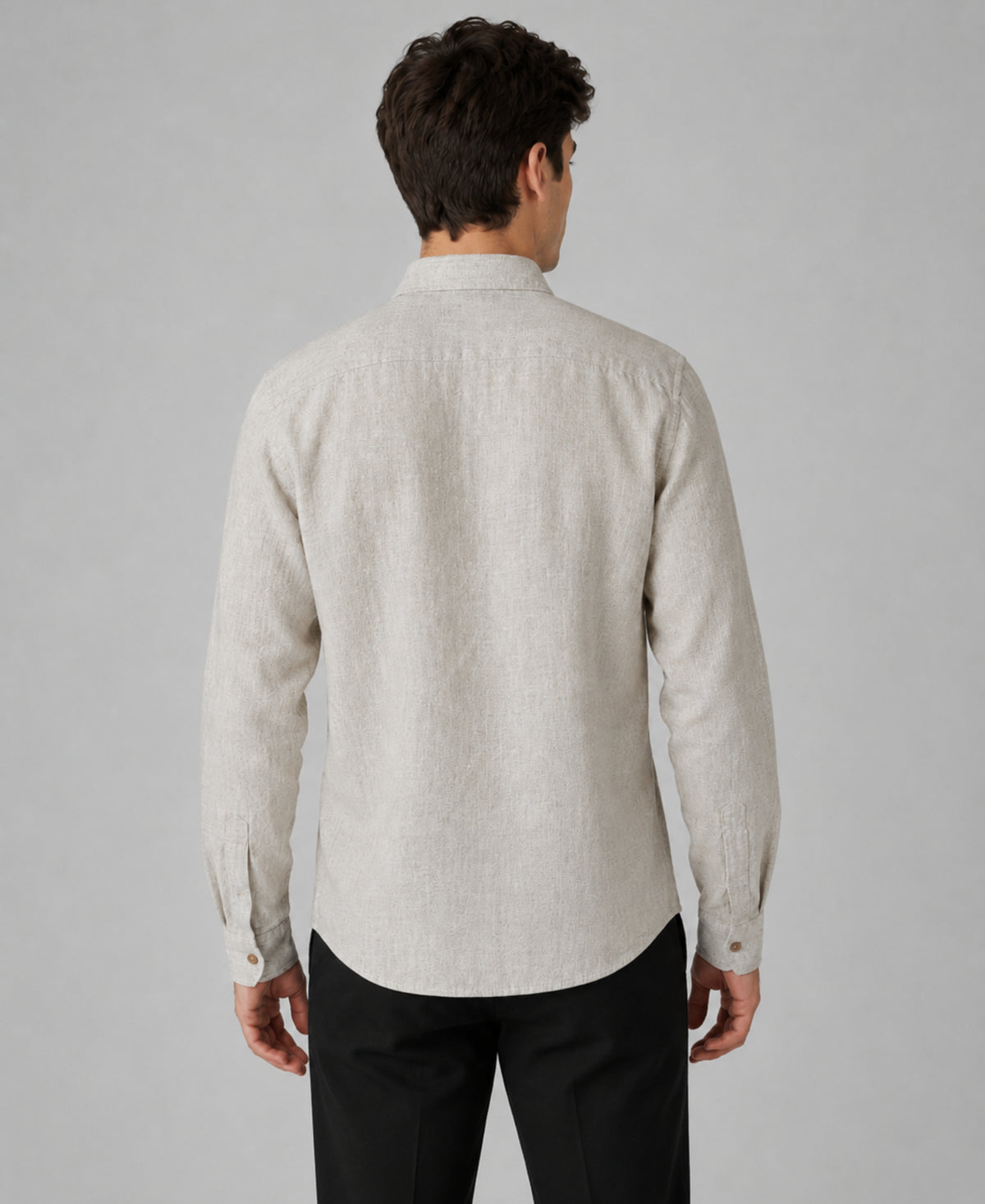 Light Beige Textured Pure Linen 60 LEA Shirt