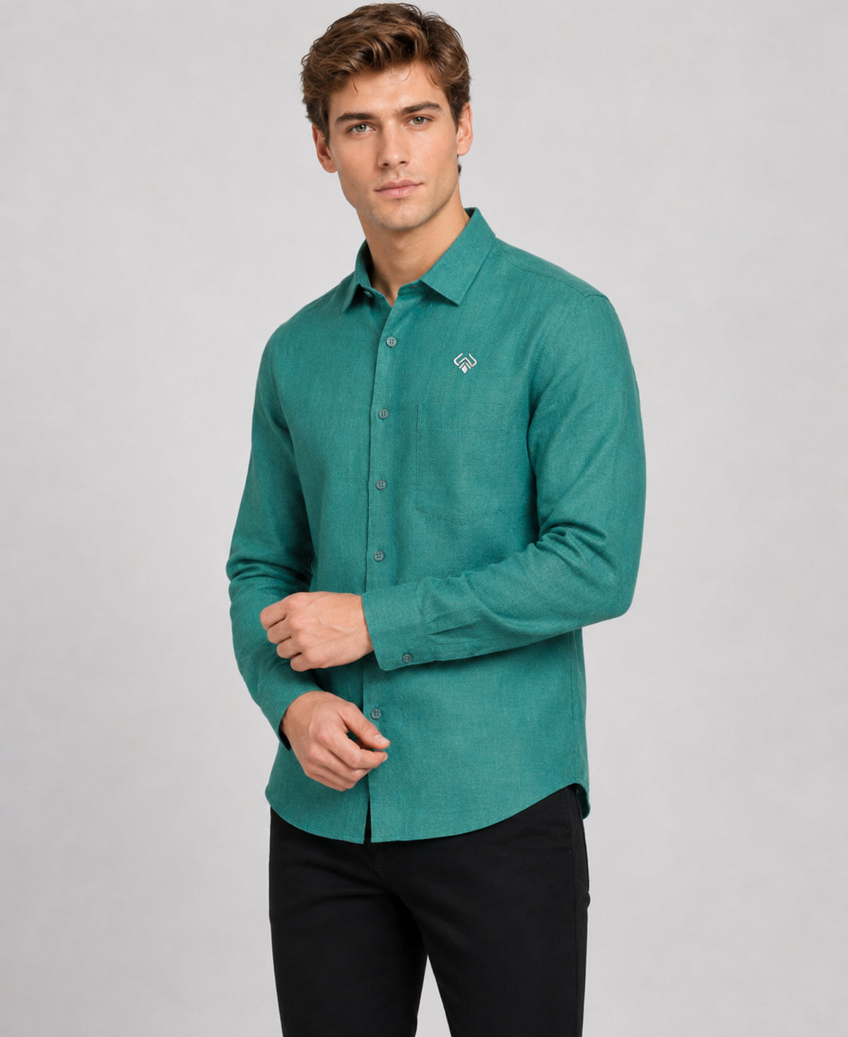 Dark Green Pure Linen 60 LEA Shirt