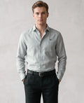 Minimalist Classic Light Grey Pure Linen Soft Fabric Shirt