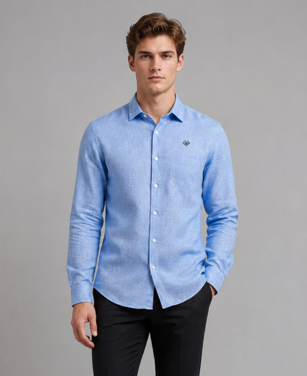 Blue Horizon Regular Fit Pure Linen 60 LEA Shirt