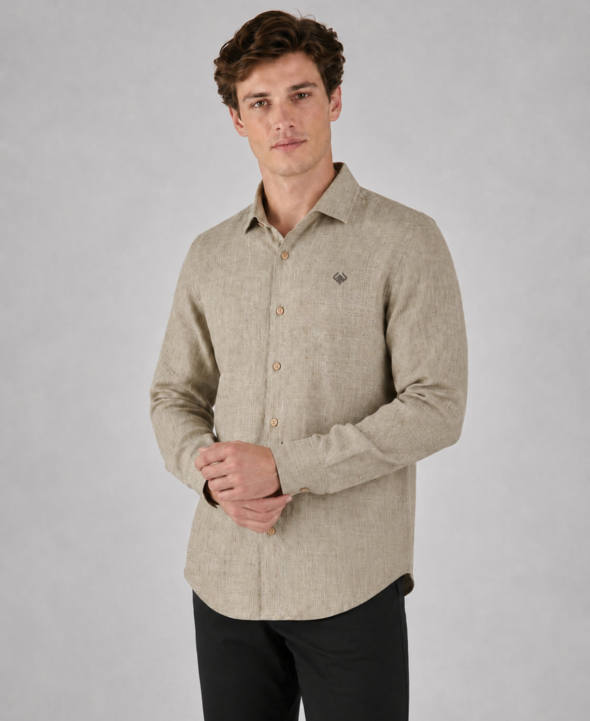 Taupe Brown Pure Linen 60 LEA Shirt