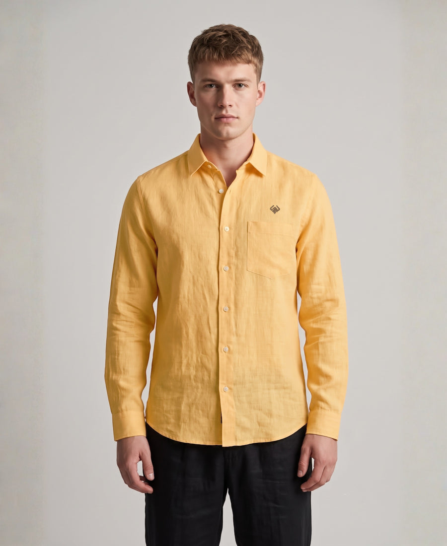 Pastel Yellow Pure Linen 60 LEA Shirt