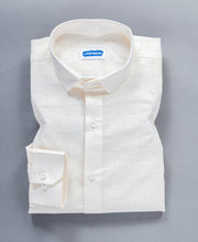 Off White Pure Linen Shirt With Spread Collar