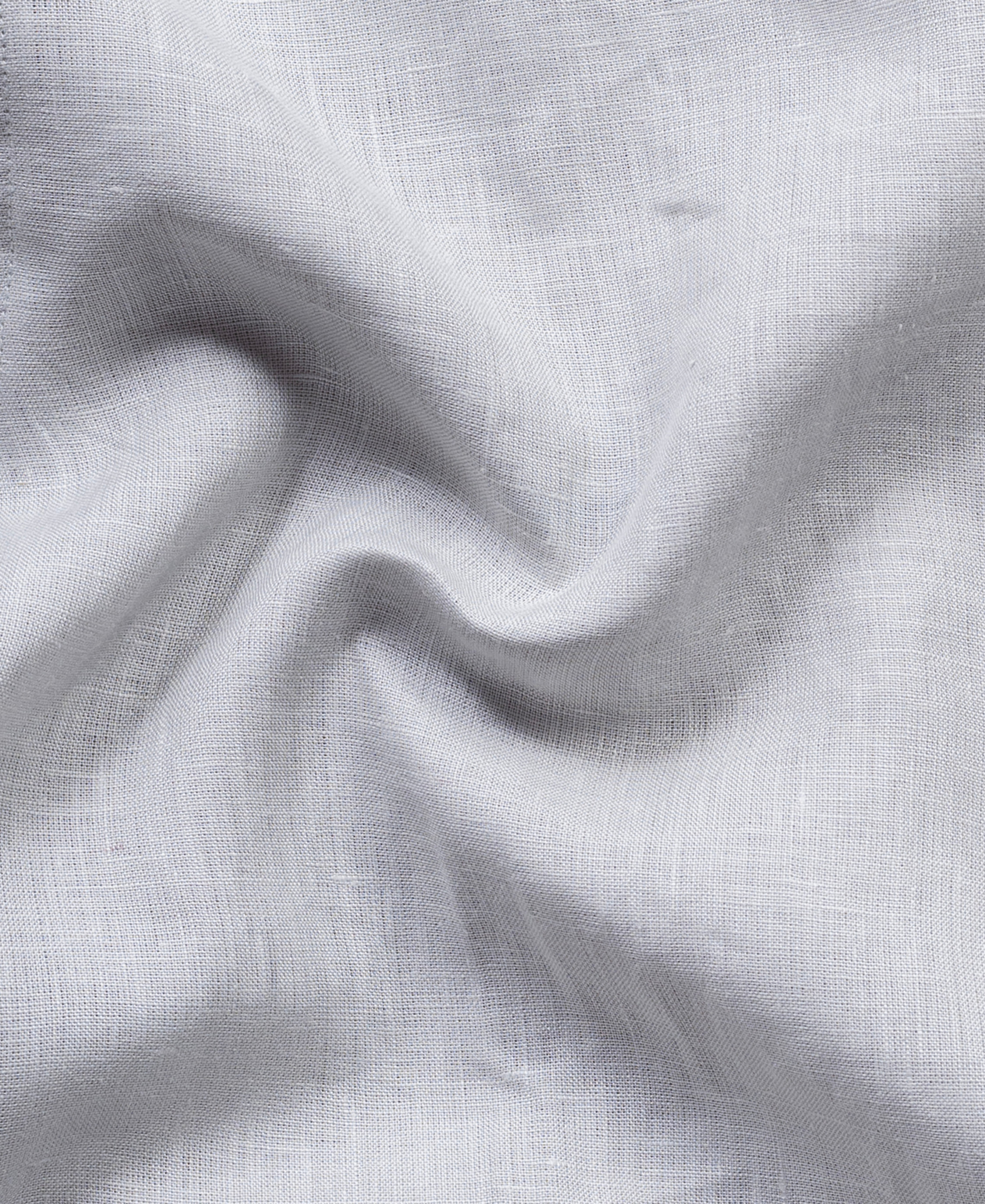 Light Grey Pure Linen Shirt With Spread Collar and Chest Pocket