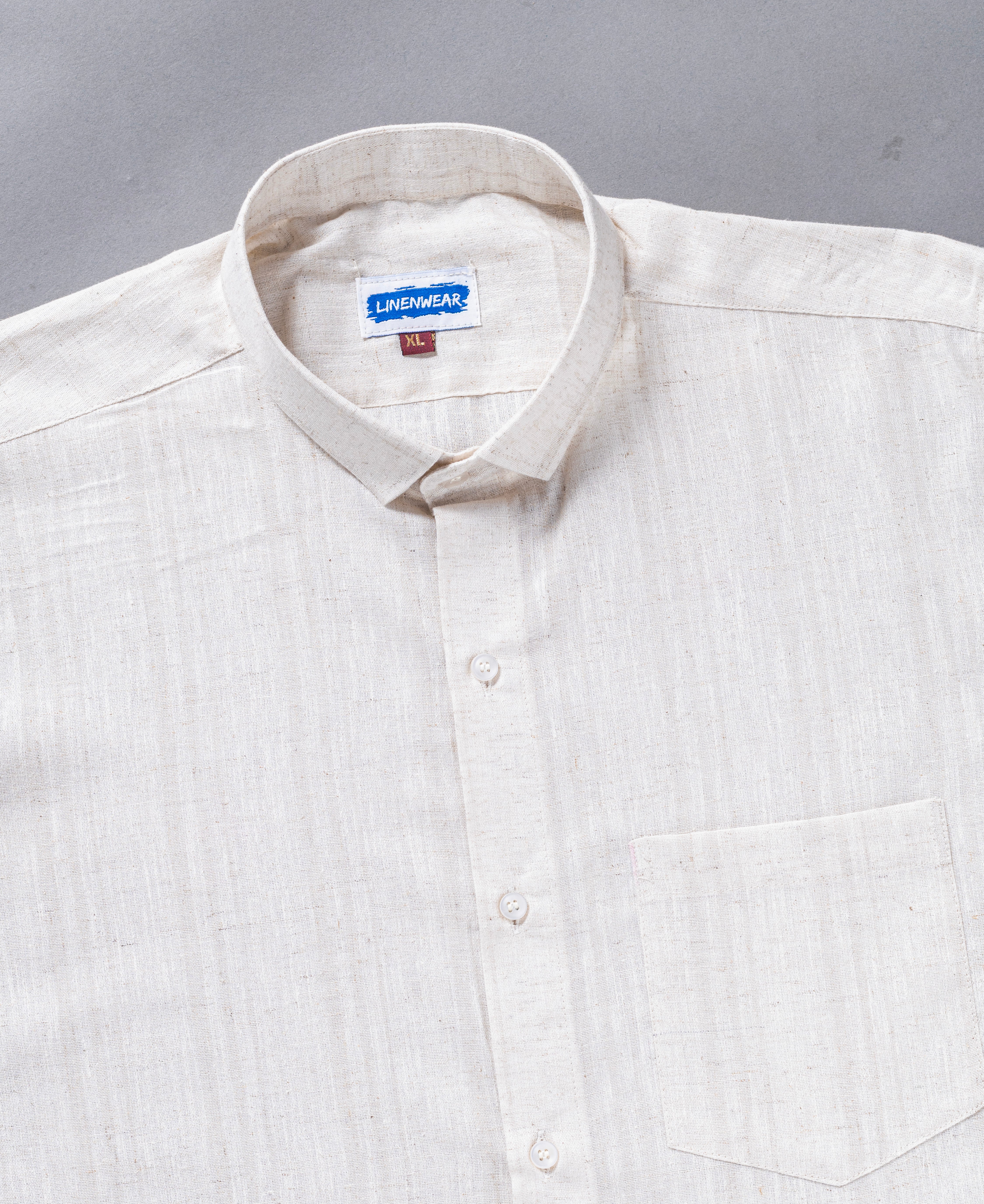 Cream Cotton Shirt With Full Sleeves and Pocket