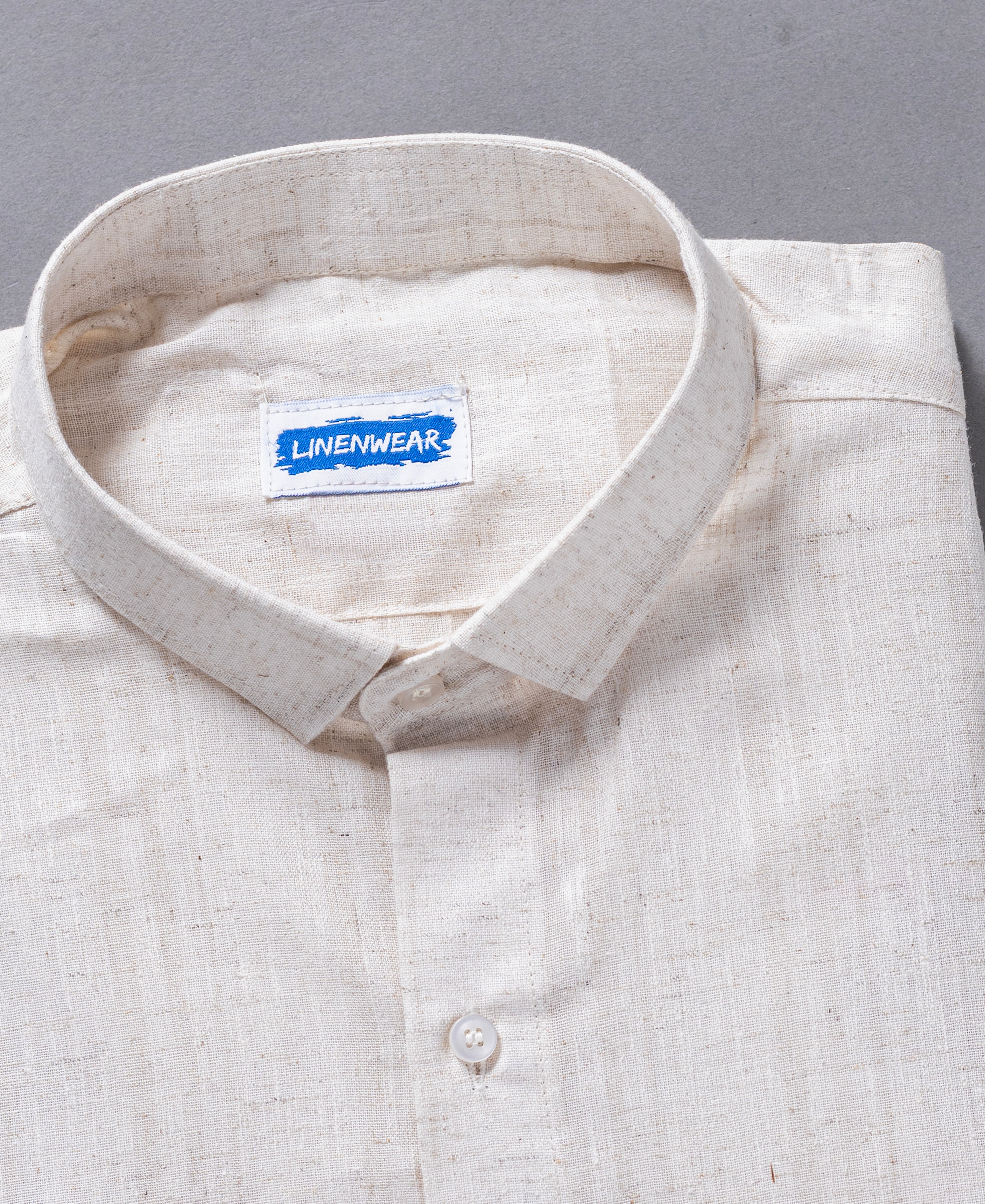 Cream Cotton Shirt With Full Sleeves and Pocket