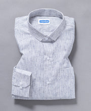 Classic Blue White Cotton Shirt with Button Placket and Full Sleeves