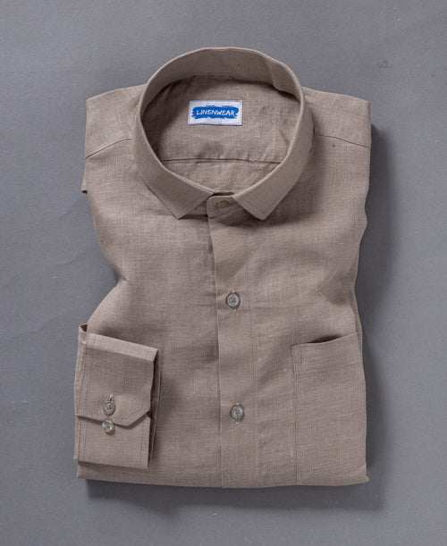 Brown Pure Linen 60 LEA Shirt