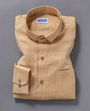 Mustard Pure Linen Shirt for Men Soft Breathable Fabric