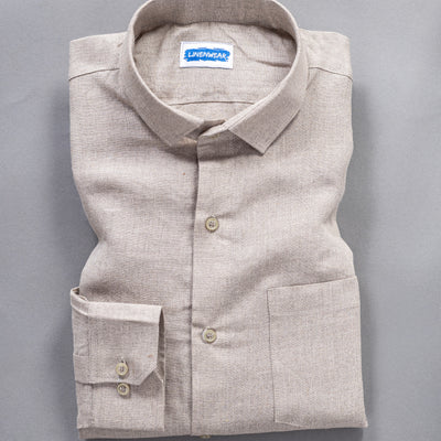 Pure Linen Men Shirt Minimal Style With Front Pocket