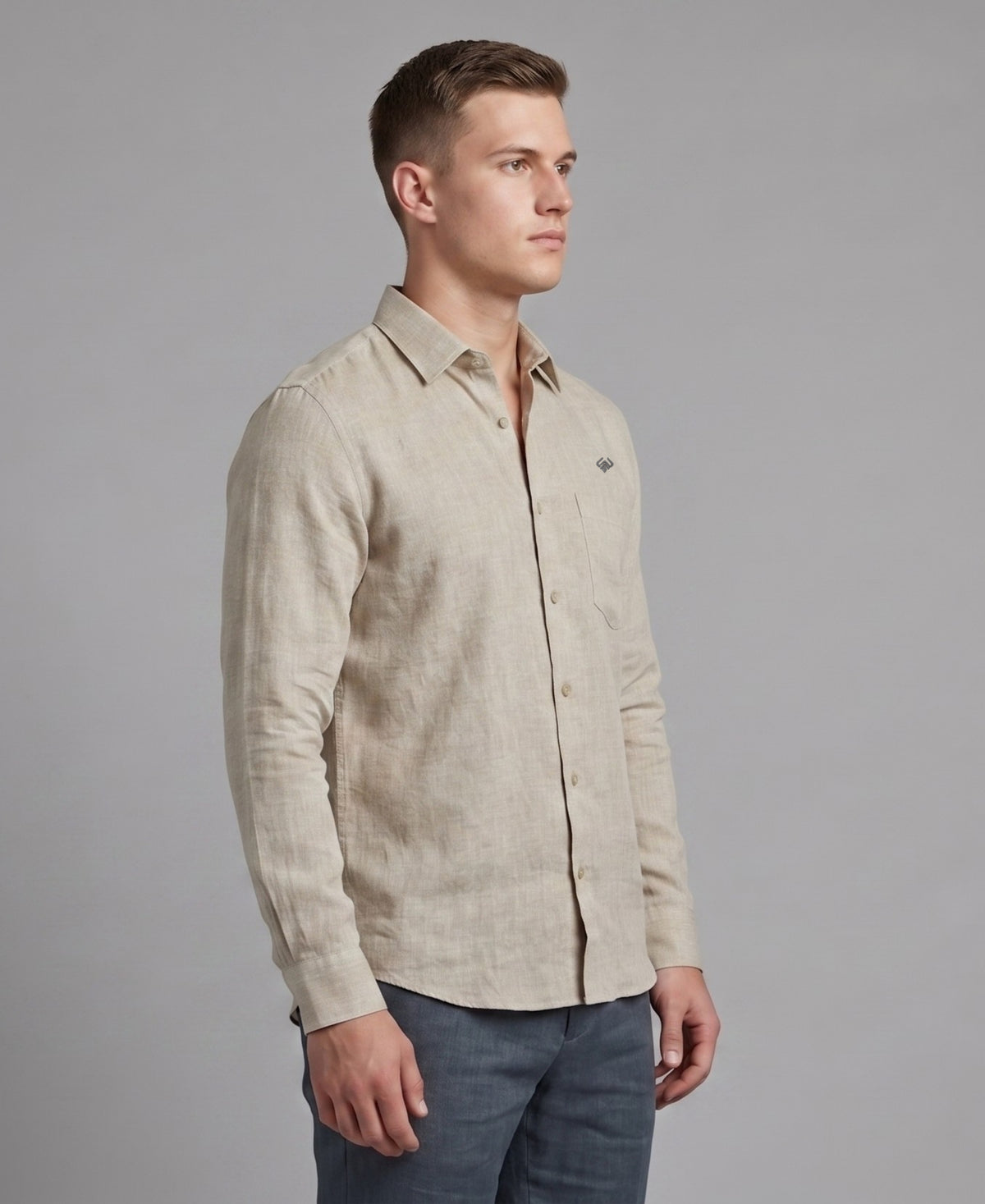 Taupe Grey Pure Linen 60 LEA Shirt