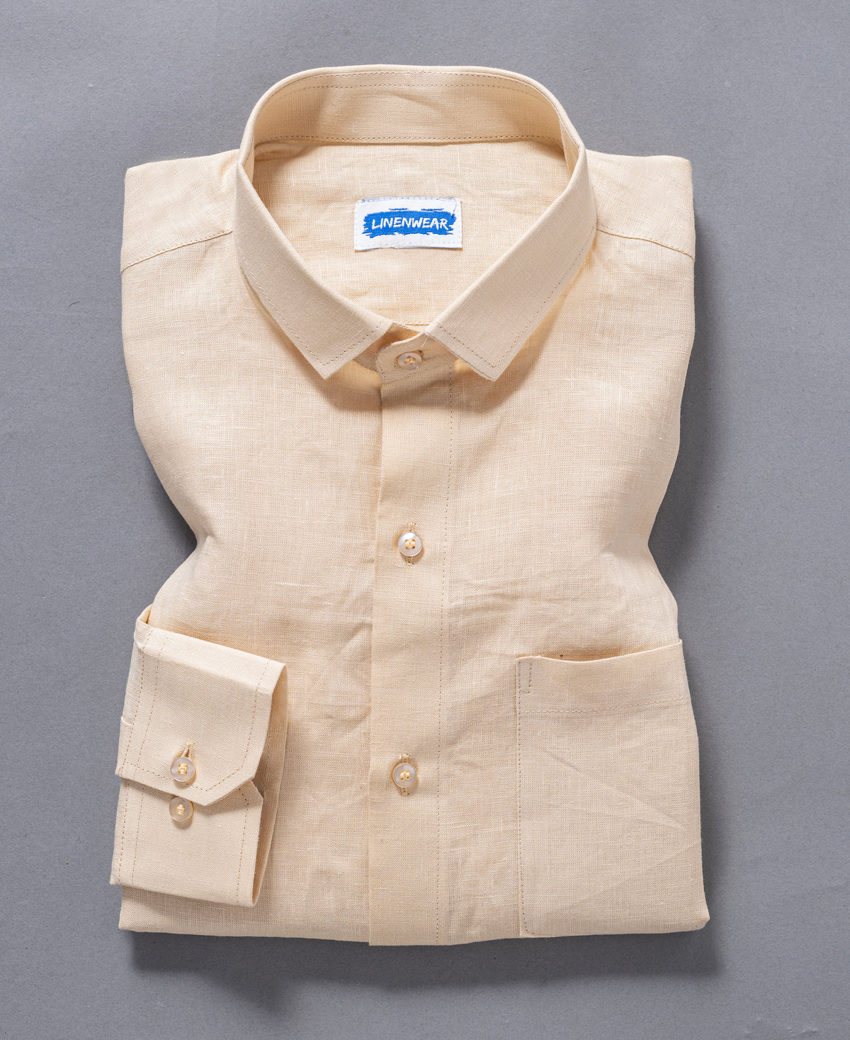 Cream Smart Collar Pure Linen 60 LEA Shirt