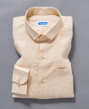Summer Comfort With Smart Collar Cream Pure Linen Shirt