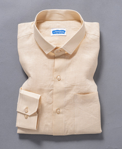Cream Smart Collar Pure Linen 60 LEA Shirt