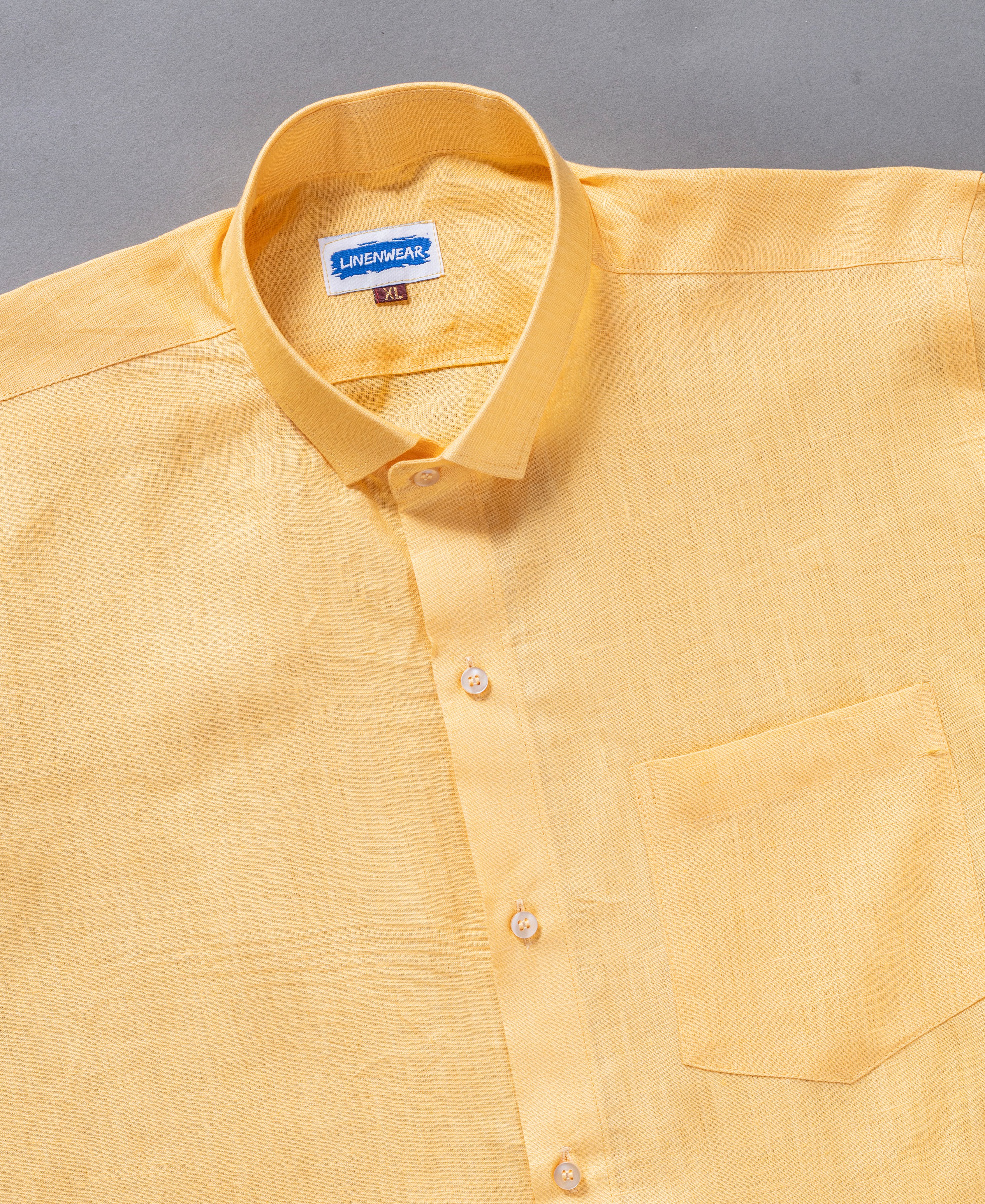 Light Yellow Pure Linen Shirt Festive and Casual Look