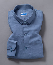 Blue Men's Pure Linen Shirt Everyday Comfort Wear
