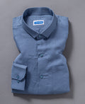 Pure Linen Stylish Everyday Denim Blue Shirt for Men