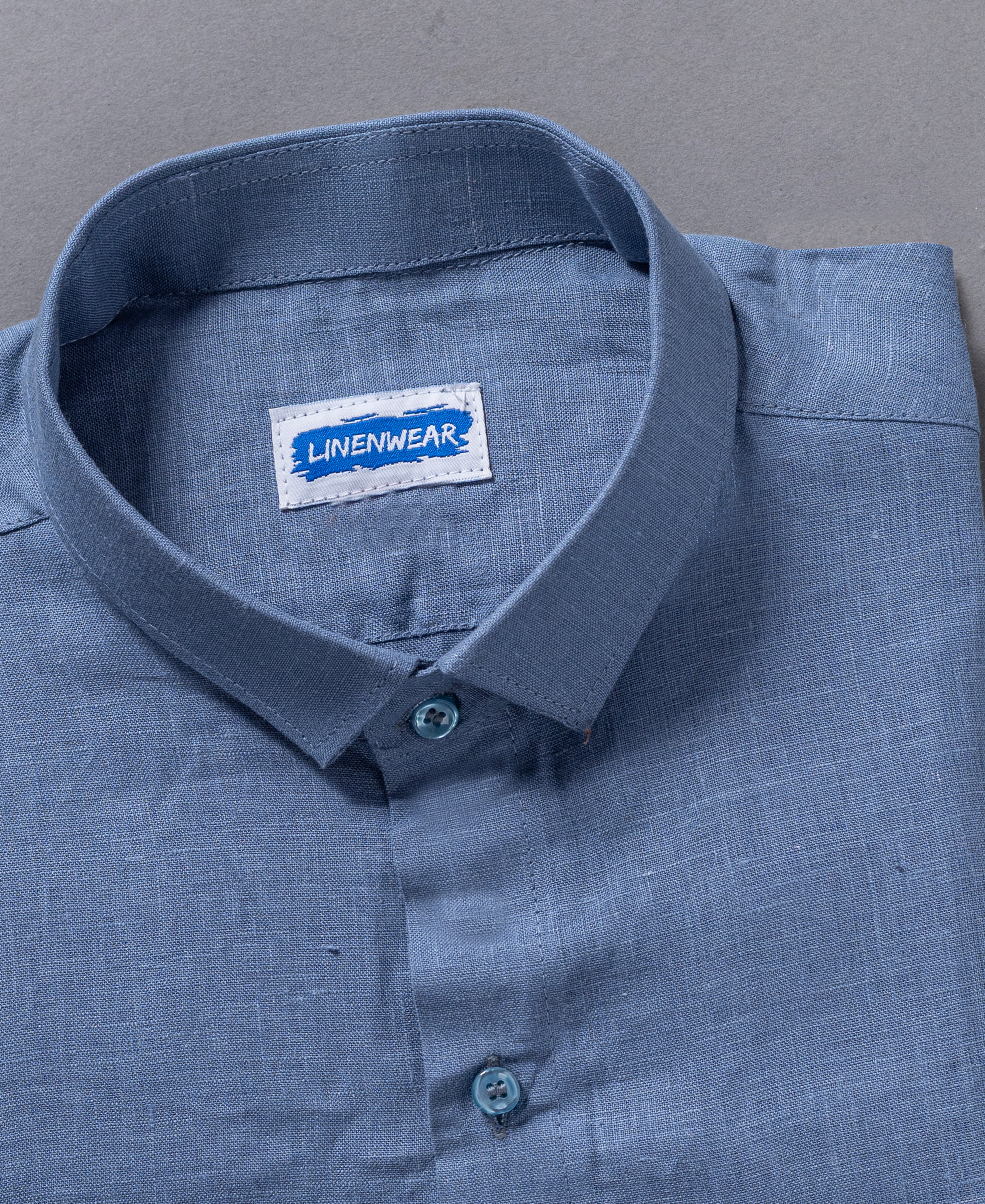 Pure Linen Stylish Everyday Denim Blue Shirt for Men