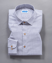 Light Gray Pure Linen Shirt Minimal Design With Wooden Buttons